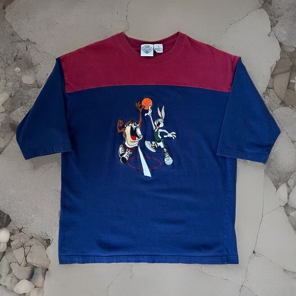 Vintage Looney Tunes Basketball Shirt M Multicolor Space Jam Bugs Bunny Taz